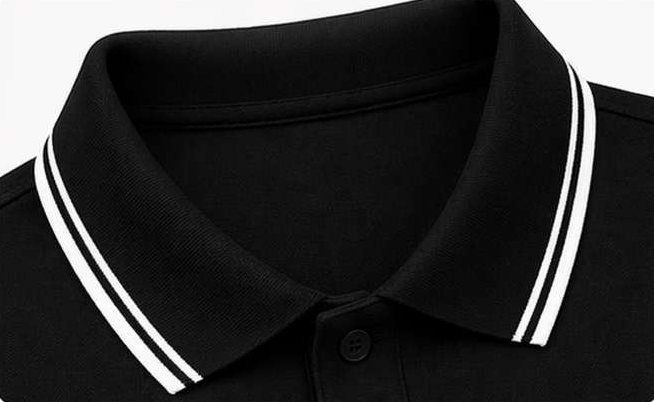 Acrylic collar and hand tape on a black polo