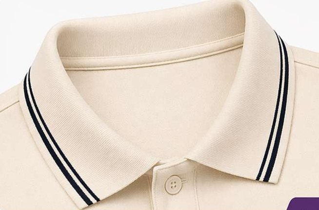 Cotton collar and hand tape on a cream polo