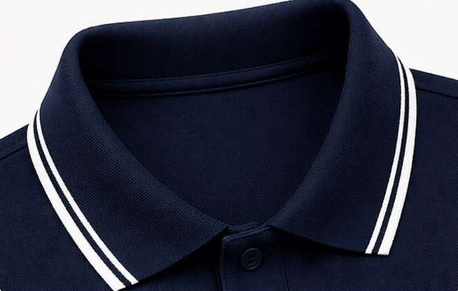 Polyester collar with tipping on a navy polo
