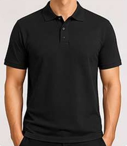 Model wearing a PC Kulti polo t-shirt