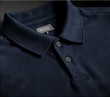 Navy polo t-shirt collar and placket