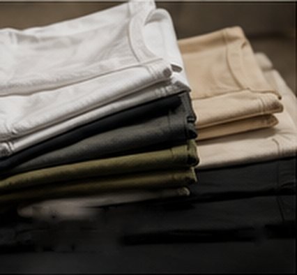Folded round neck t-shirts in neutral colours